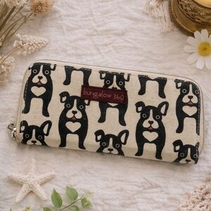 Bungalow 360 Dog Print Wallet in Black and Cream Polka Dot Interior